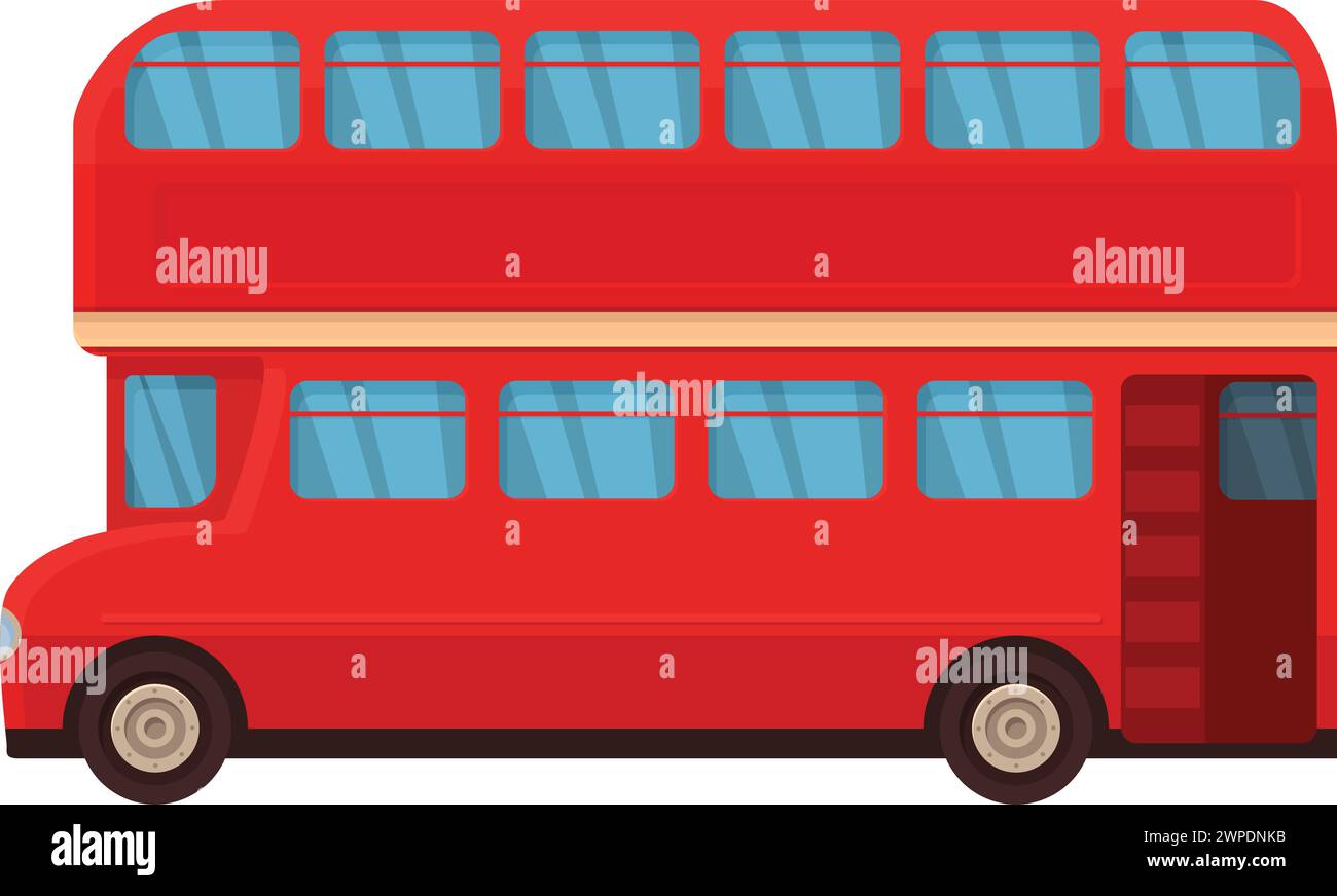 Open door red bus icon cartoon vector. Truck side tourism. Terminal group Stock Vector