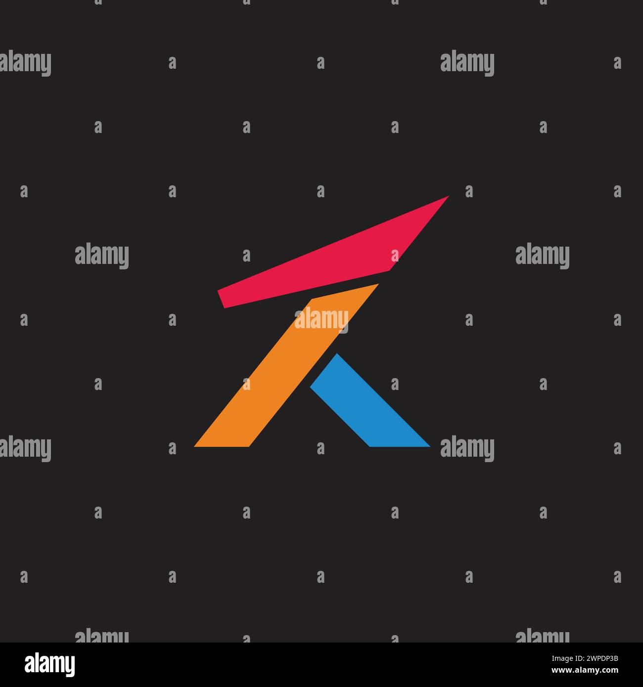 letter k colorful abstract arrow simple line logo vector Stock Vector