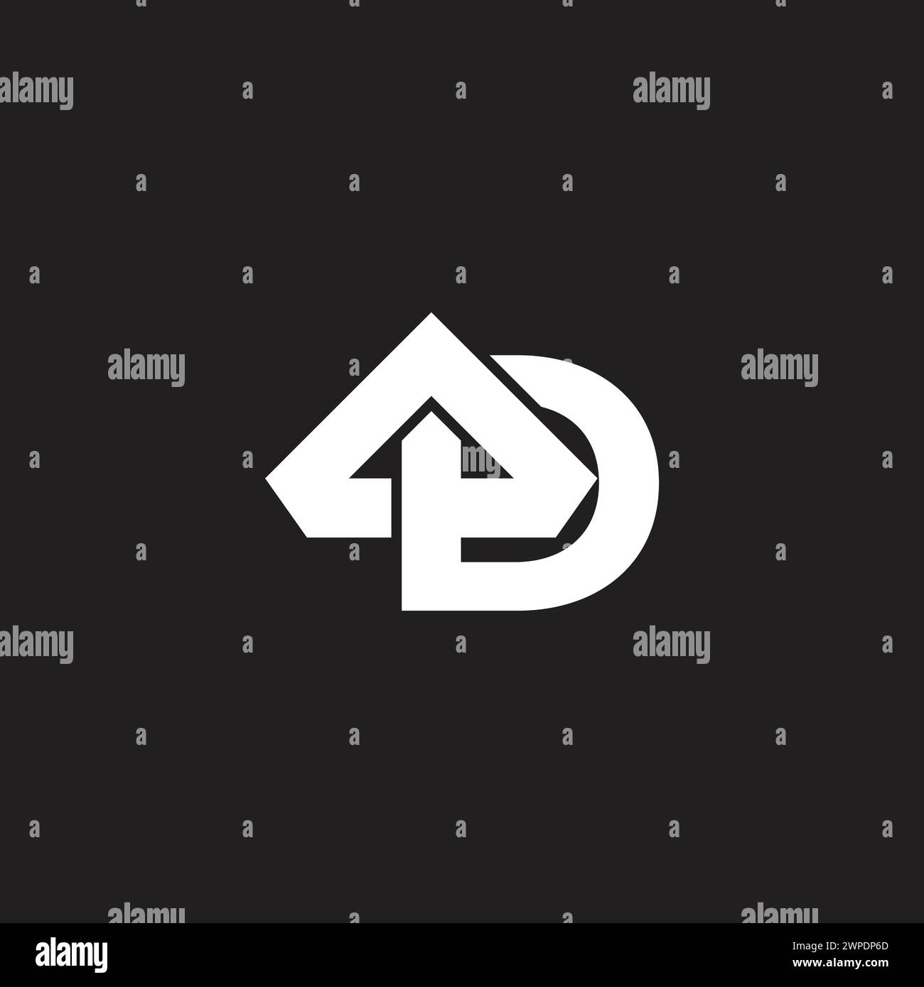 letter d 3d flat overlap triangle logo vector Stock Vector