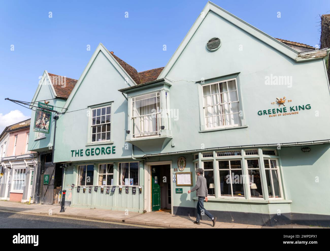 The George Inn pub, Greene King brewery, Hadliegh, Suffolk, England, UK Stock Photo