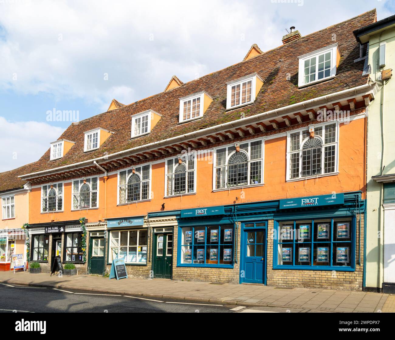 Grade One listed building, 62-66 High Street, Hadliegh, Suffolk, England, UK - An exceptional and important C17th building dated 1676 Stock Photo
