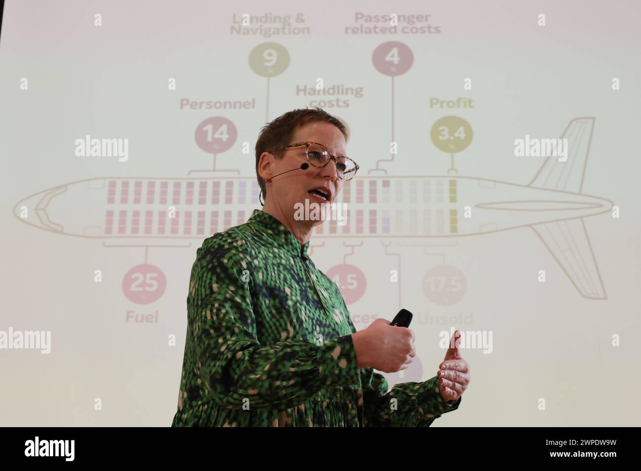 Diegem, Belgium. 07th Mar, 2024. Brussels Airlines CFO Nina Owerdieck pictured during a press meeting of aviation company Brussels Airlines to present the 2023 results, in Diegem. BELGA PHOTO BENOIT DOPPAGNE Credit: Belga News Agency/Alamy Live News Stock Photo