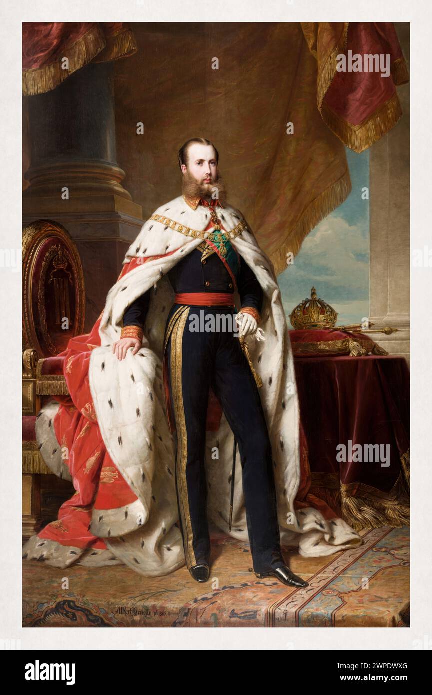 Official portrait of Emperor Maximilian I of Mexico made in 1864 by Albert Graefle. Stock Photo