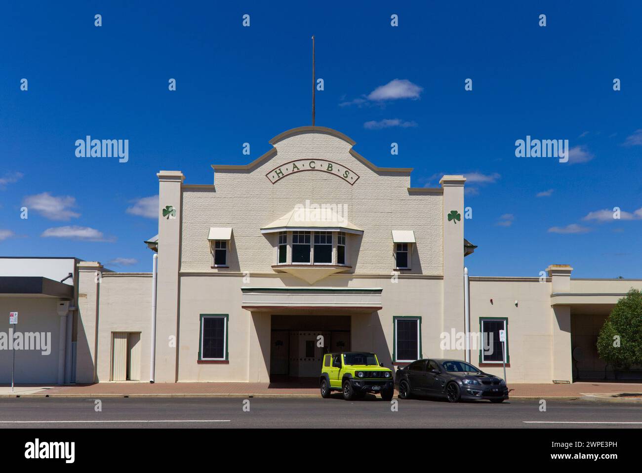 The HACBS Hall - Hibernian Australasian Catholic Benefit Society building (1932) on Hawthorne Street Roma Queensland Australia Stock Photo