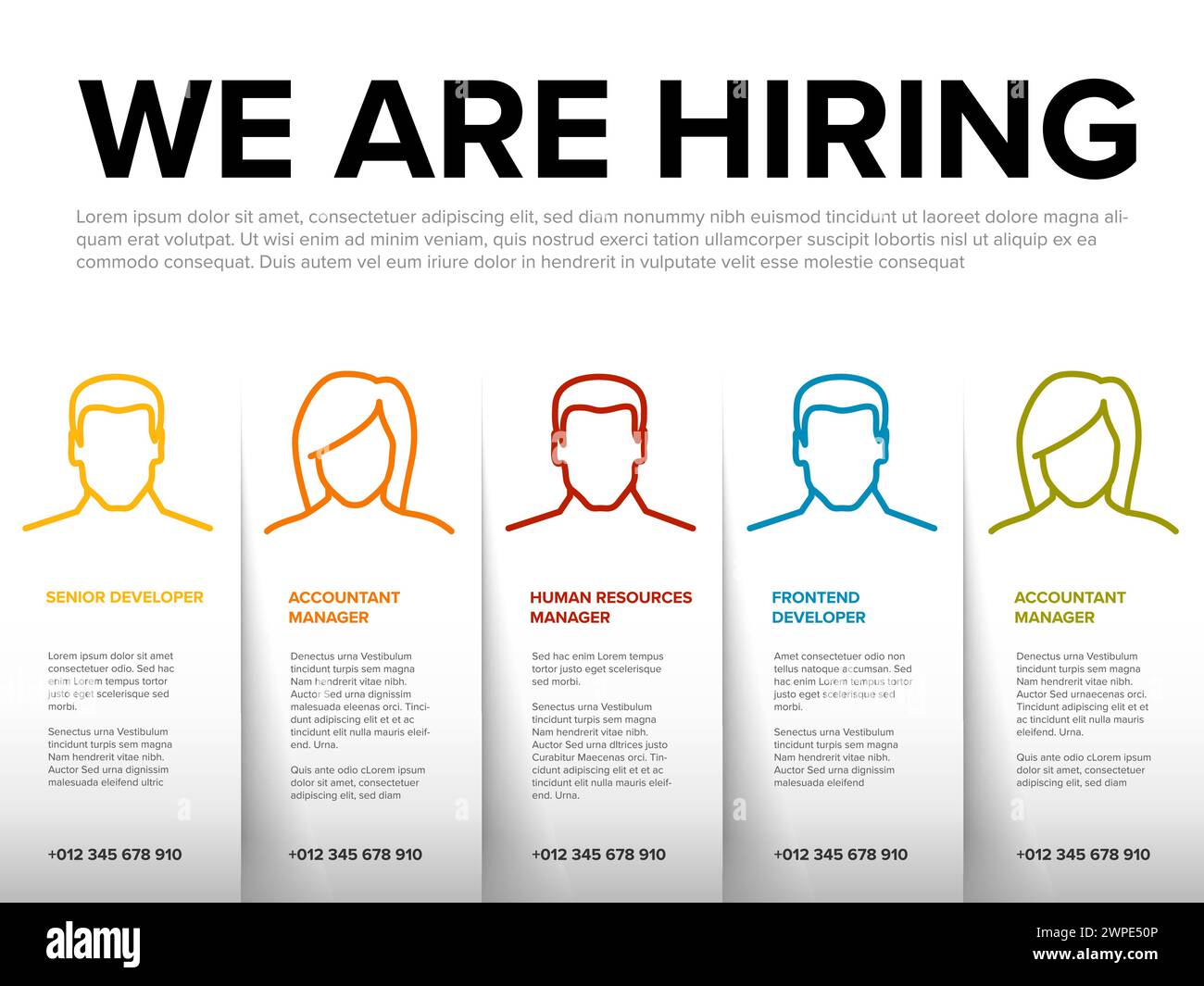 We are hiring minimalistic light flyer template with paper stripes with