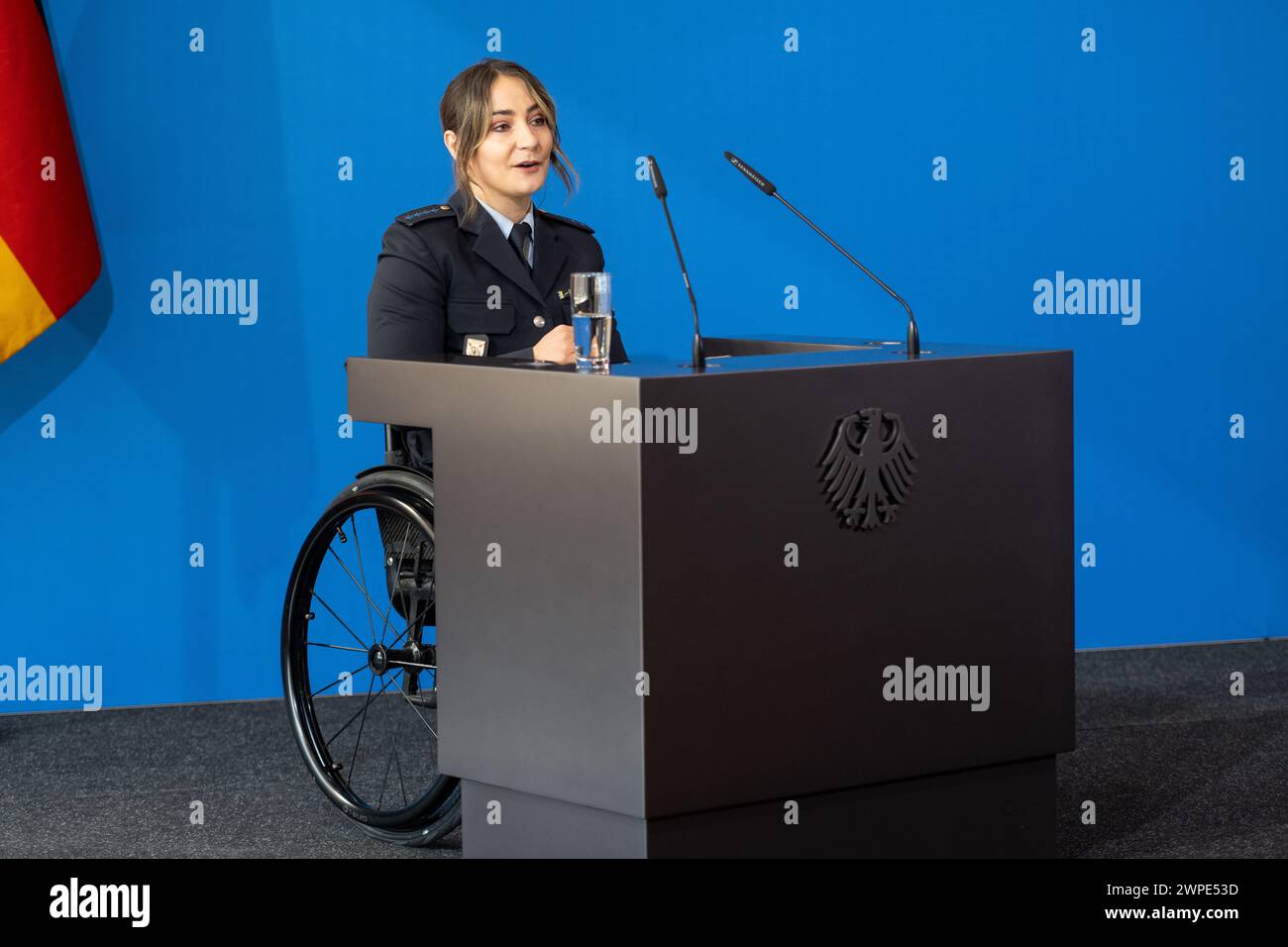 Berlin, Germany. 07th Mar, 2024. Kristina Vogel, cyclist, speaks at the Silver Laurel Leaf award ceremony. The Silver Laurel Leaf is Germany's highest state award for success in sport. Credit: Christophe Gateau/dpa/Alamy Live News Stock Photo