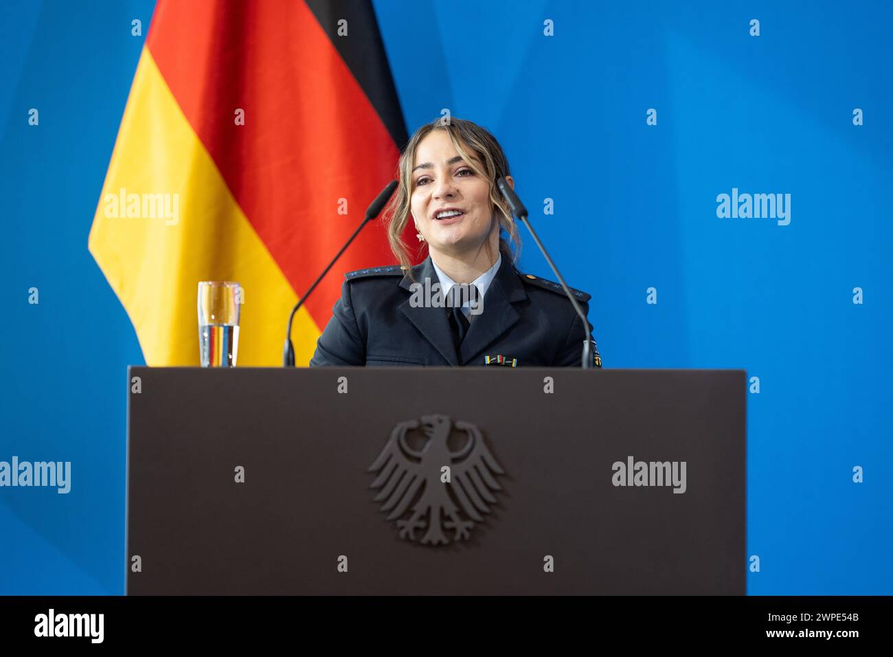 Berlin, Germany. 07th Mar, 2024. Kristina Vogel, cyclist, speaks at the Silver Laurel Leaf award ceremony. The Silver Laurel Leaf is Germany's highest state award for success in sport. Credit: Christophe Gateau/dpa/Alamy Live News Stock Photo