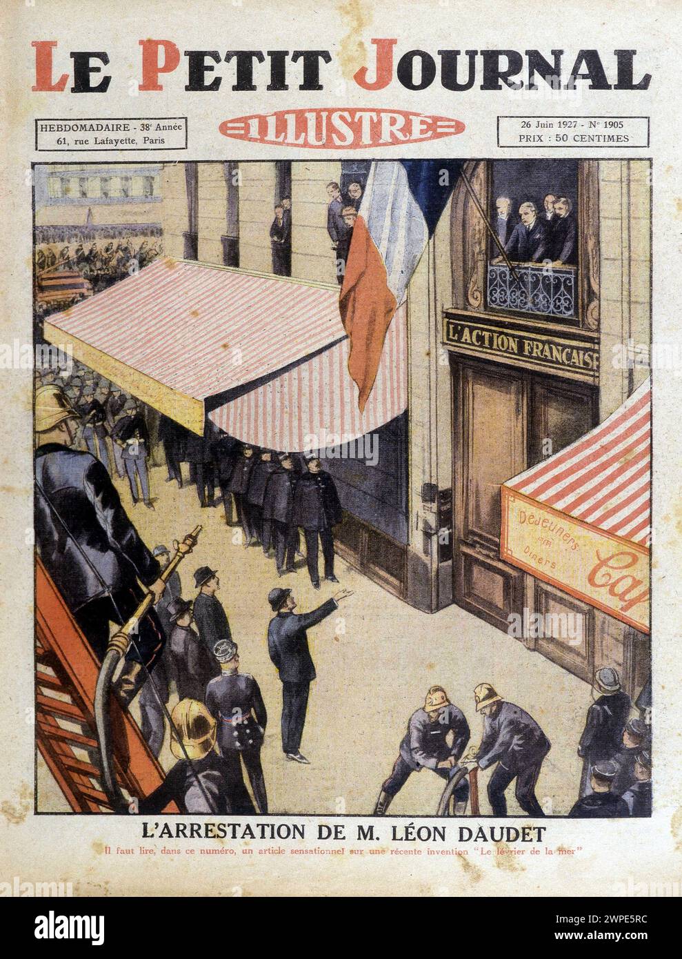 The arrest for defamation against the State of Leon Daudet, French journalist, and writer (1840-1897). Cover of the weekly 'Le Petit Journal,' June 26 Stock Photo