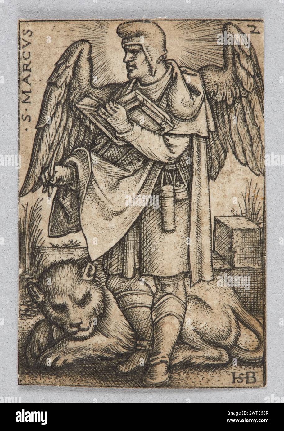 Engraving of Saint Mark by Sebald Beham, part of the 'Four Gospels ...