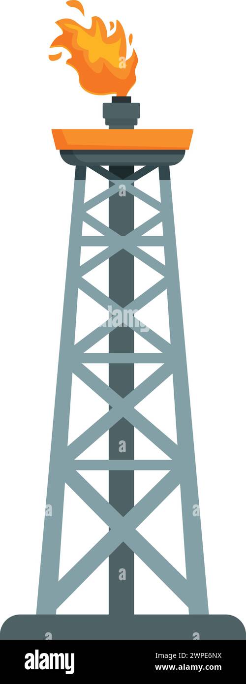 Tower petrol drill icon cartoon vector. Power gasoline derrick. Power ...