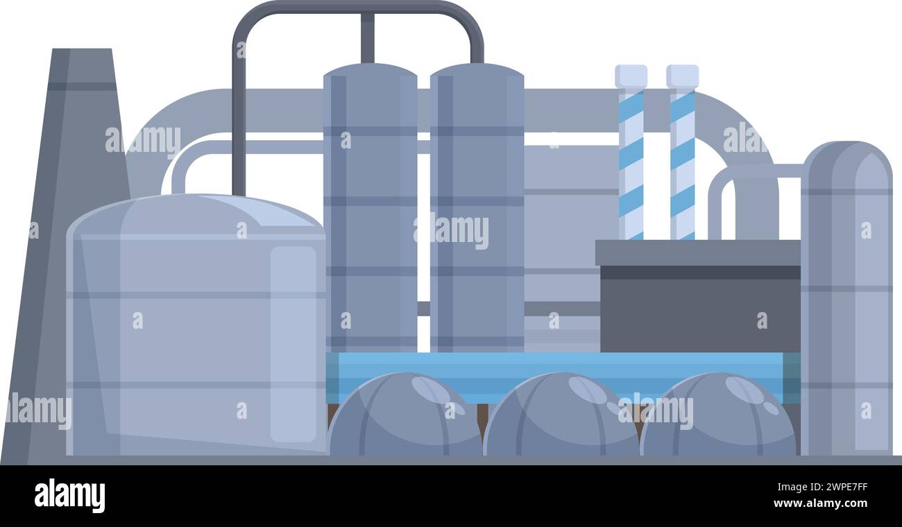 Factory gas production icon cartoon vector. Depot manufacturing ...