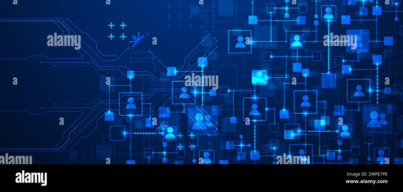 Abstract representation of a computer network and its users in the form ...