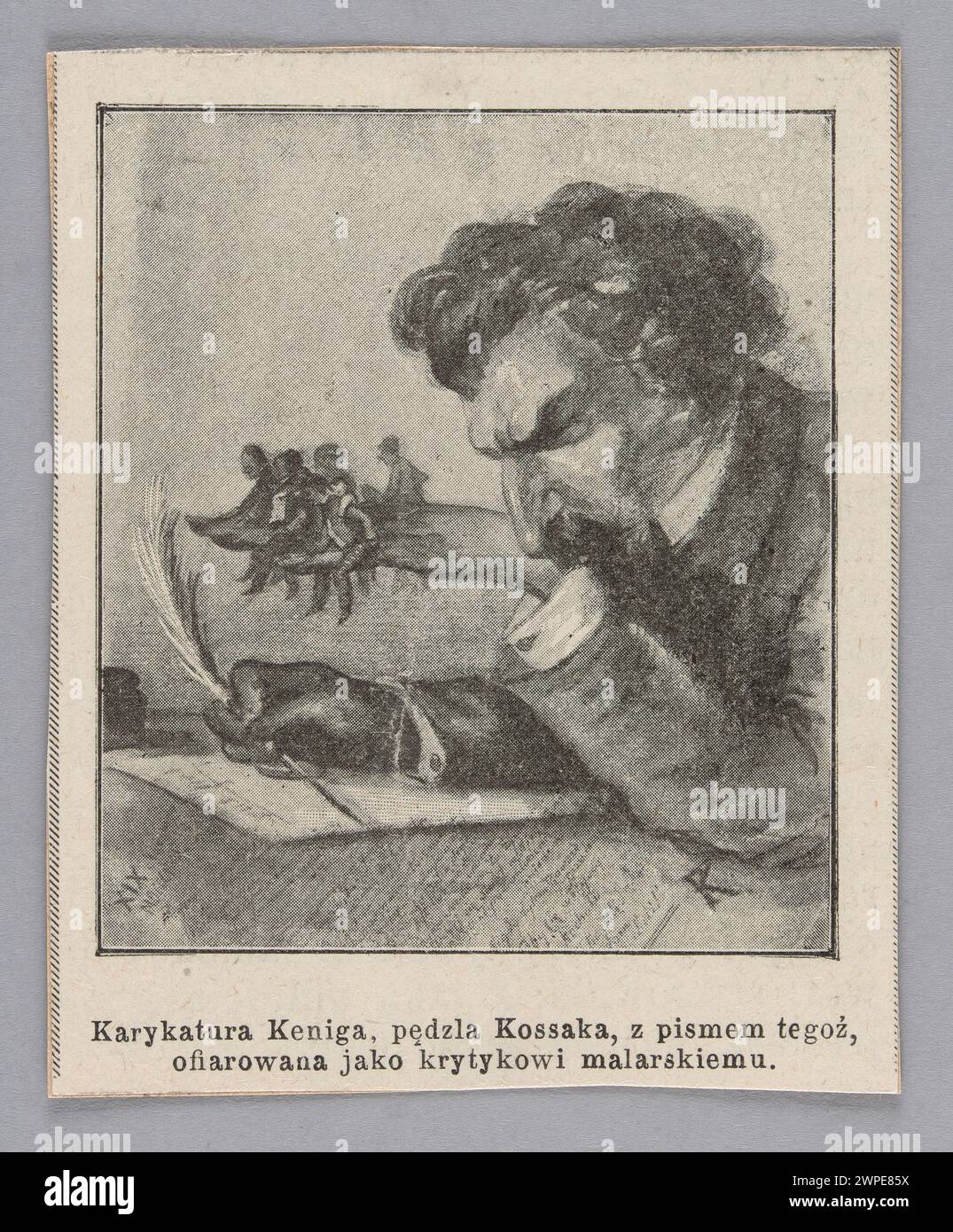 Drawing reproduction: Juliusz Kossak (1824-1899), caricature of Józef Kenig; Z: '' YEC and Art '1900, No. 11, p. 169; Country (St. Petersburg; magazine; 1882-1909); 1900 (1900-00-00-1900-00-00); Stock Photo