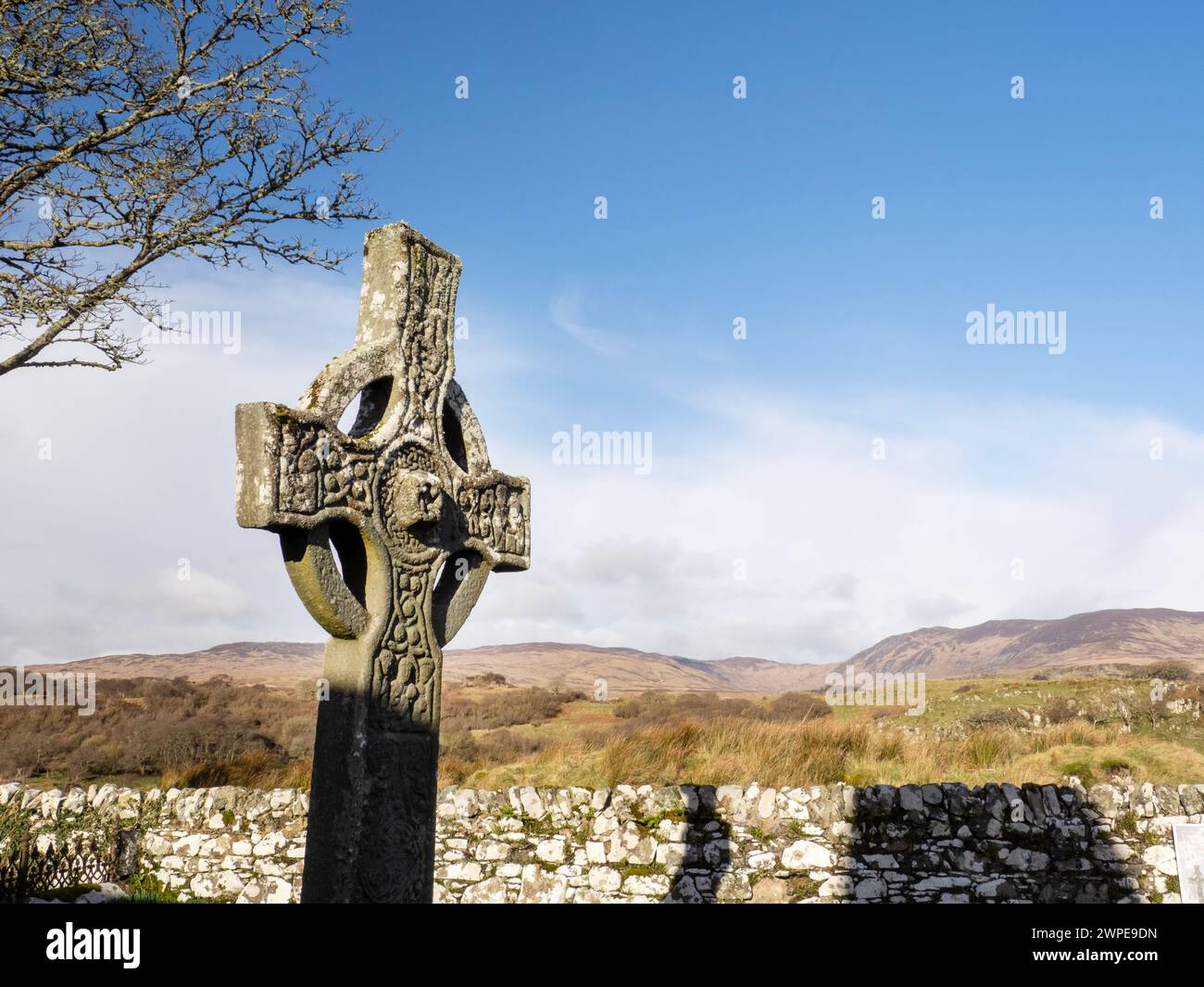The ancient Kildalton Cross at Kildalton chapel on Islay, Scotland, UK. Stock Photo