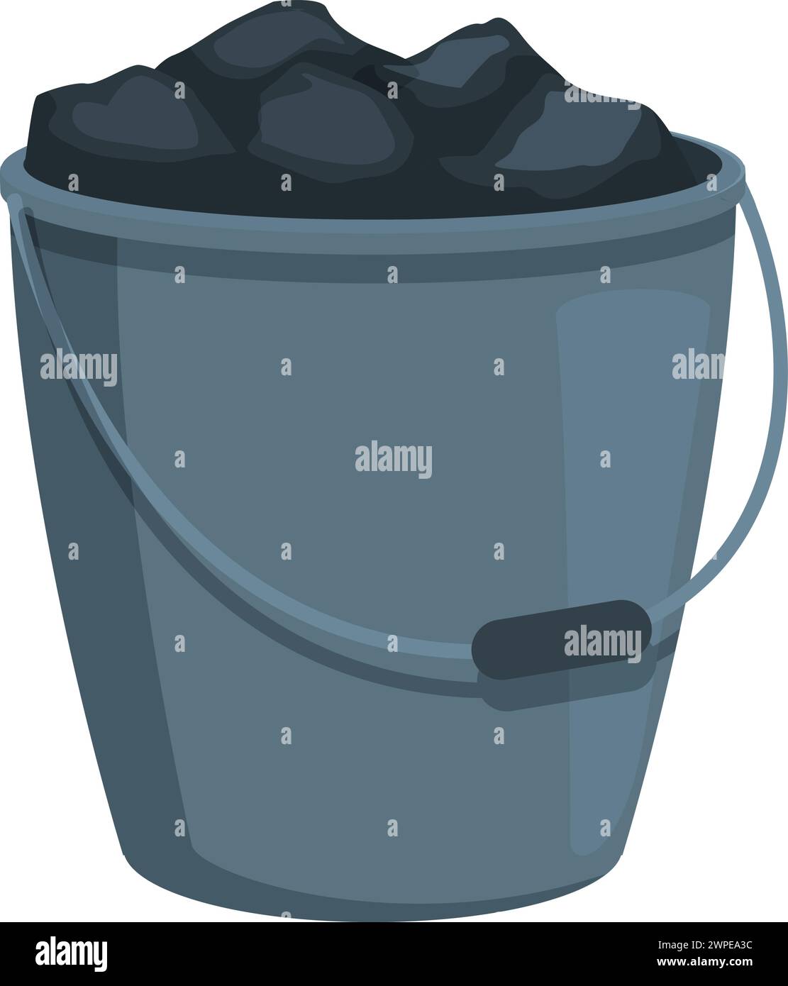 Full bucket of coal icon cartoon vector. Shaft plant. Fuel energy rock