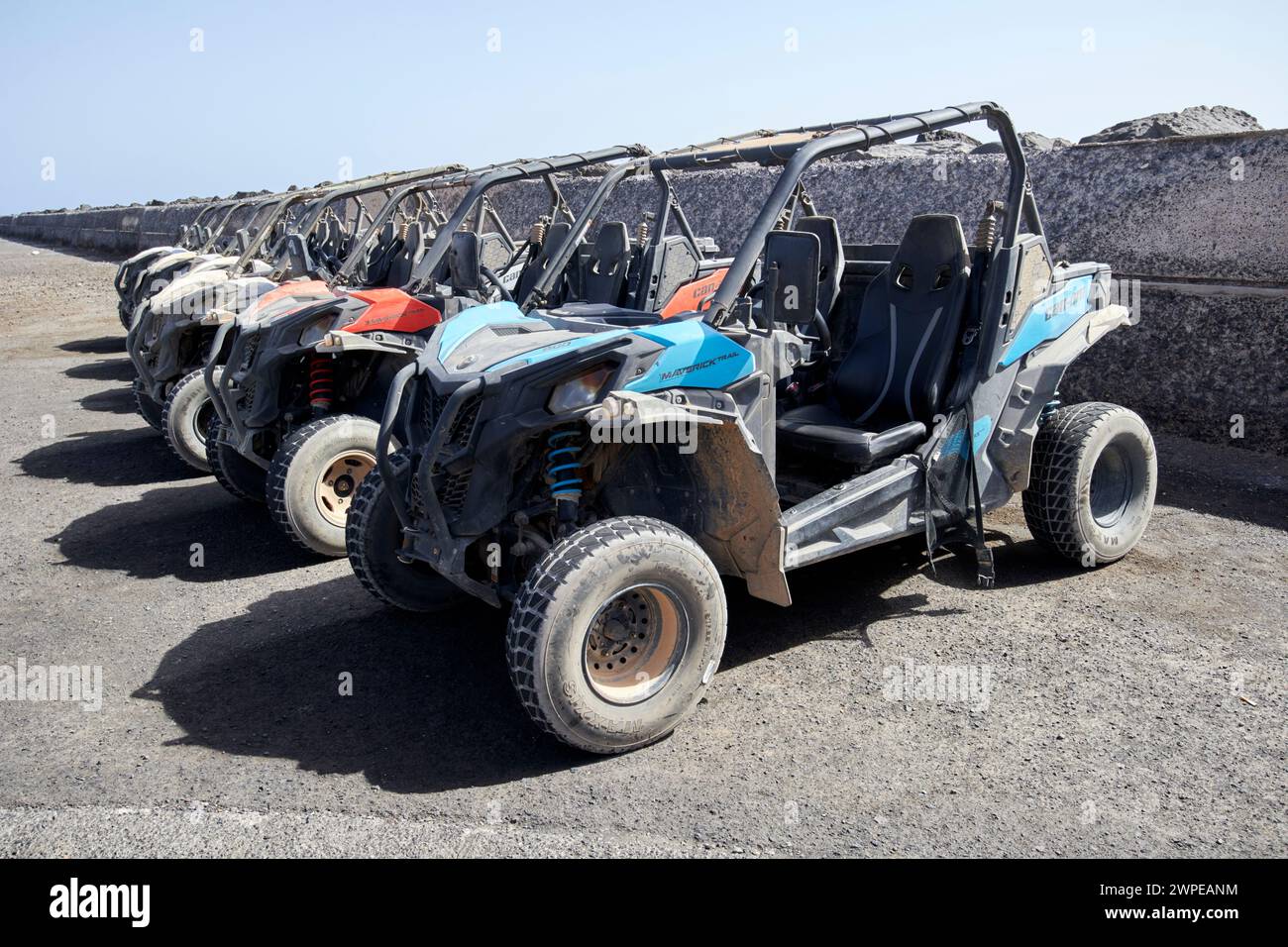 can-am maverick trail adventure buggies for hire as part of off road tour Costa Teguise, Lanzarote, Canary Islands, spain Stock Photo