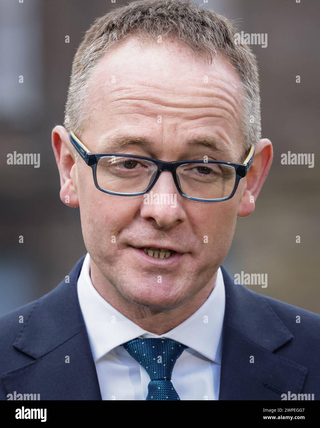 London, UK. 06th Mar, 2024. John Lamont, Parliamentary Under Secretary of State for Scotland, Conservative Party MP for Berwickshire on the broadcast round in Westminster on Budget Day. Credit: Imageplotter/Alamy Live News Stock Photo