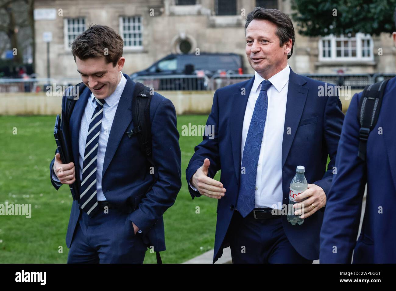 London, UK. 06th Mar, 2024. Nigel Huddleston (right), Conservative Party, government Financial Secretary to the Treasury, on the broadcast round in Westminster on Budget Day. Credit: Imageplotter/Alamy Live News Stock Photo