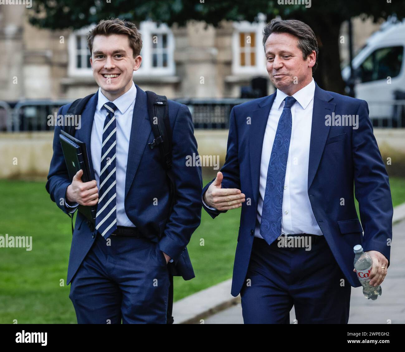 London, UK. 06th Mar, 2024. Nigel Huddleston (right), Conservative Party, government Financial Secretary to the Treasury, on the broadcast round in Westminster on Budget Day. Credit: Imageplotter/Alamy Live News Stock Photo