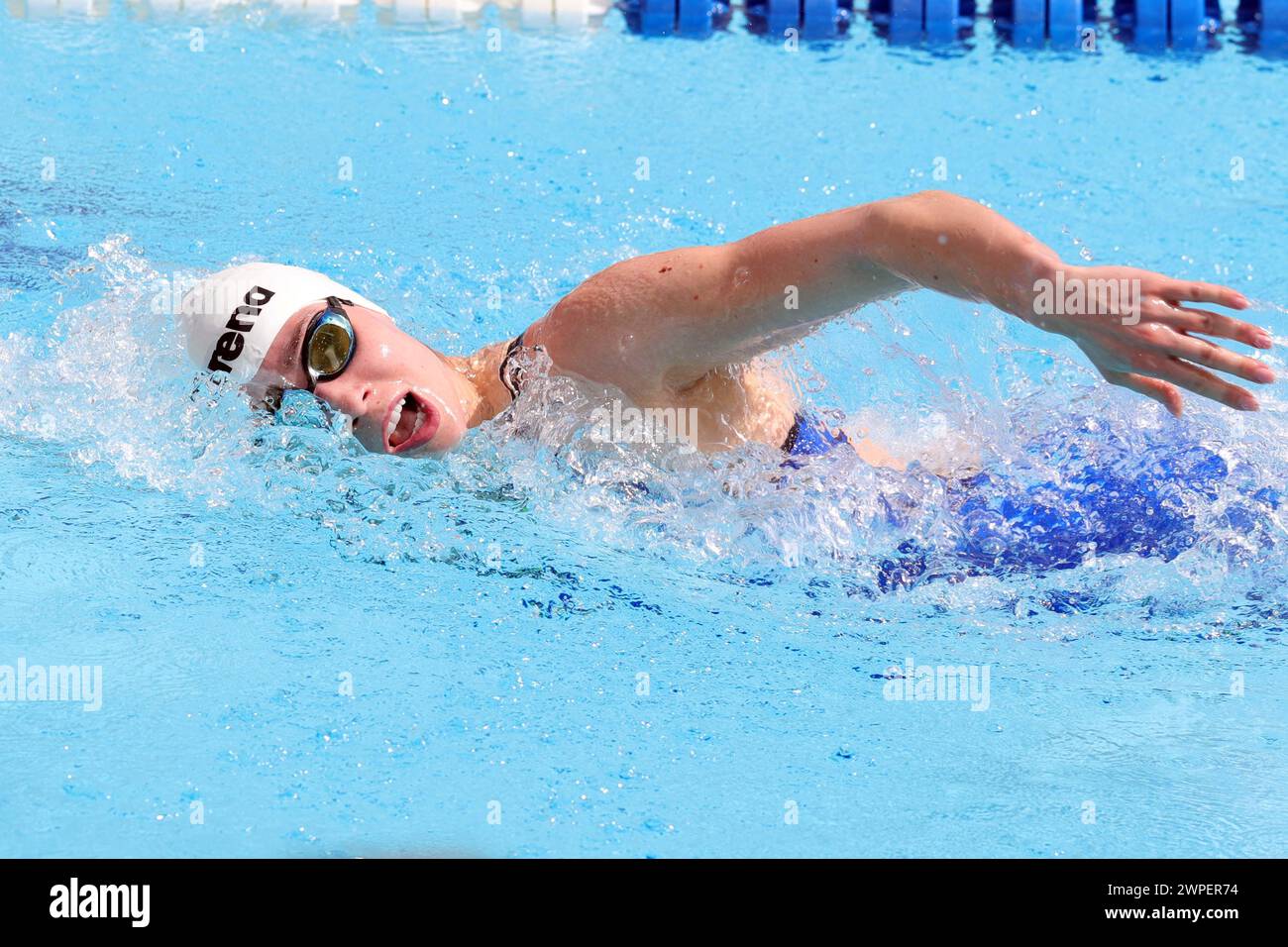 Cairo, Egypt. 7th Mar, 2024. Michelle Gulyas of Hungary competes in swimming during the women's semi-final A of the UIPM 2024 Pentathlon World Cup in Cairo, Egypt, on March 7, 2024. Credit: Ahmed Gomaa/Xinhua/Alamy Live News Stock Photo