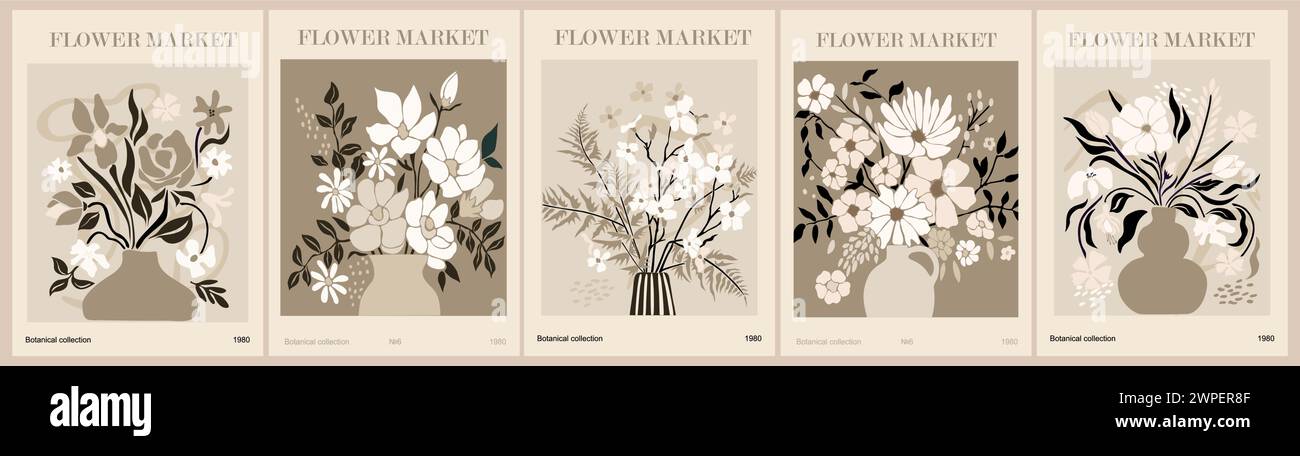 Set of abstract Flower Market art posters Stock Vector Image & Art - Alamy