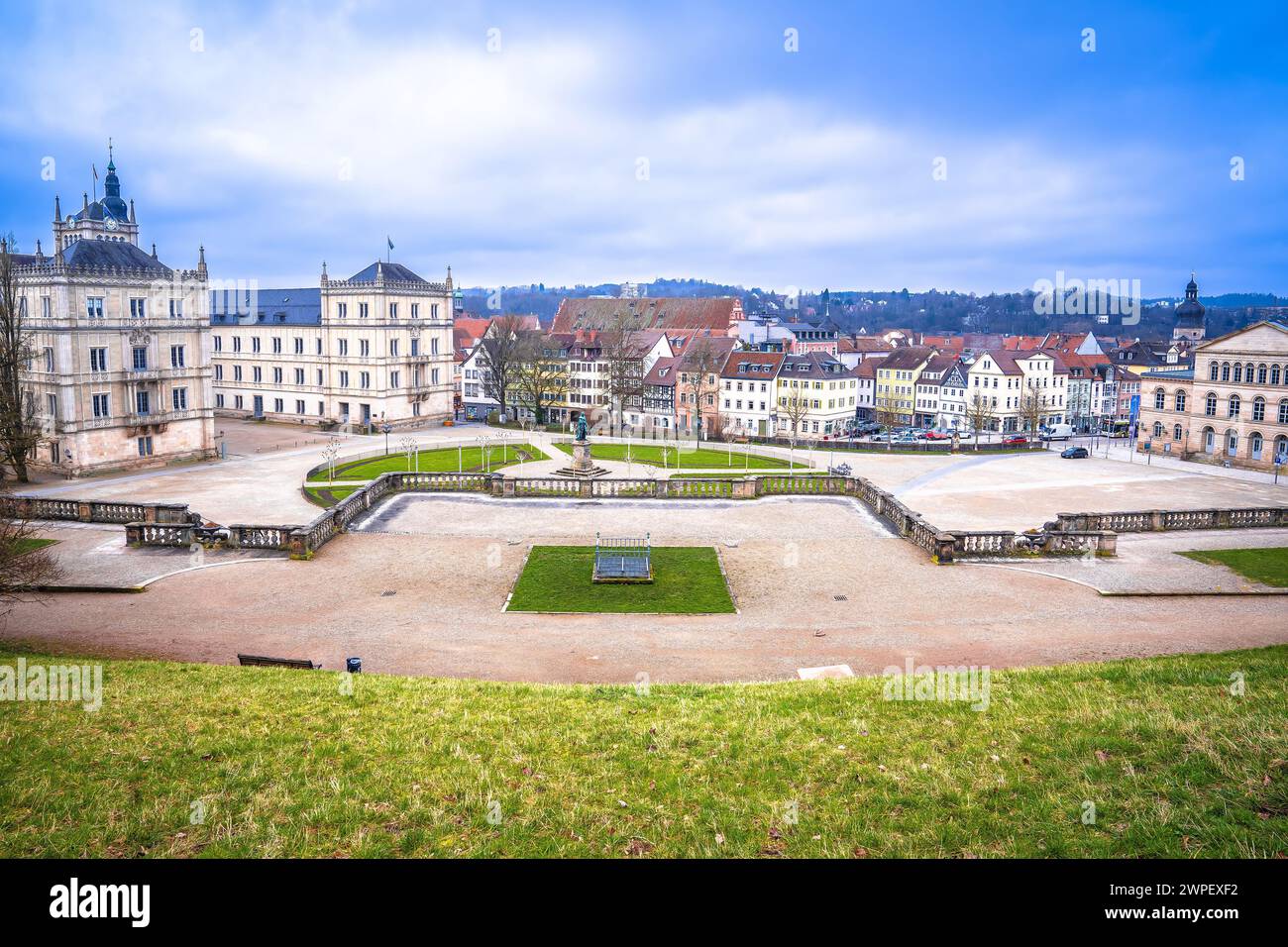 Historic Schlossplatz sqaure in Coburg architecture view, Upper Franconia region of Bavaria, Germany. Stock Photo