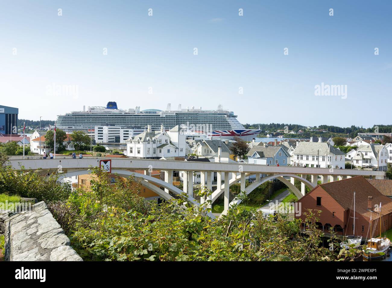 Norway: Haugesund tourist destination popular with cruise ships. MSC Iona Stock Photo