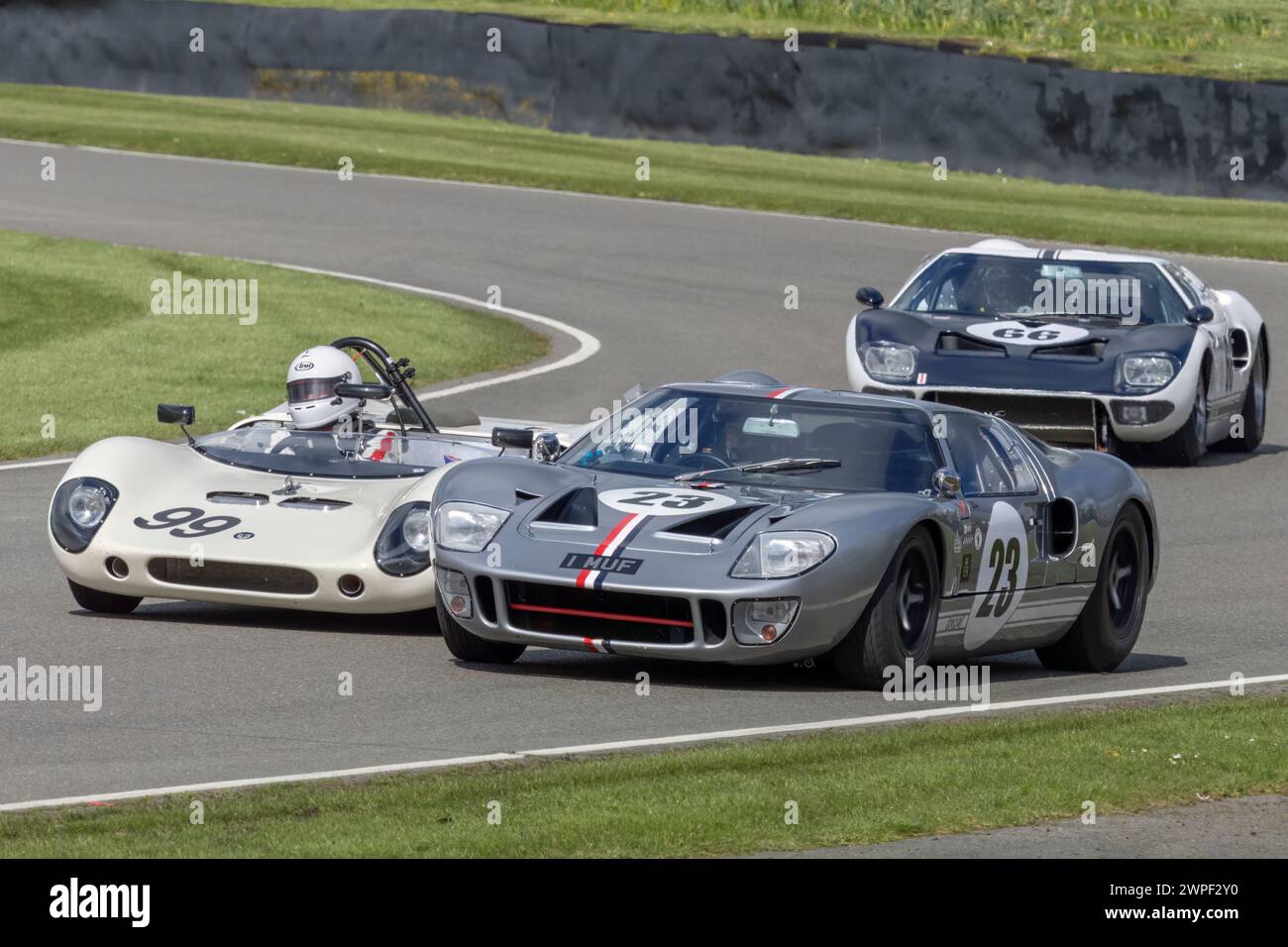 James Cottingham in his 1965 Ford GT 40 during the Gurney Cup race at the 80th Goodwood Members Meeting, Sussex, UK. Stock Photo