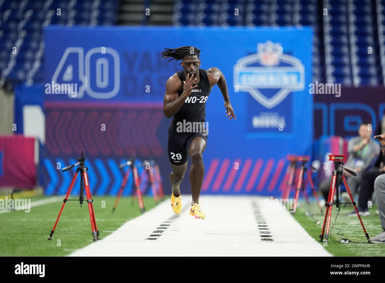 LSU wide receiver Brian Thomas runs a drill at the NFL football