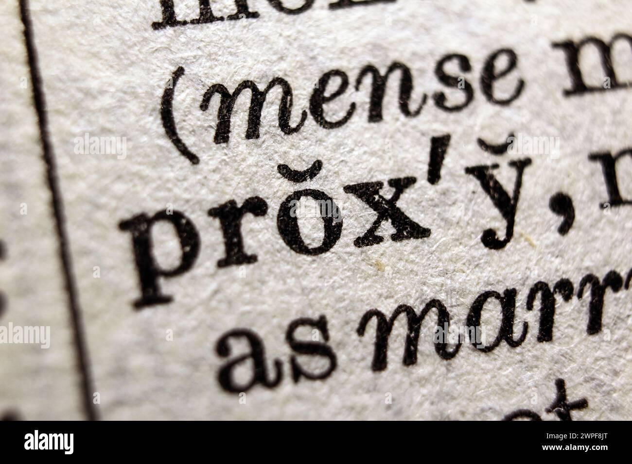 Word proxy on dictionary page, macro close-up Stock Photo