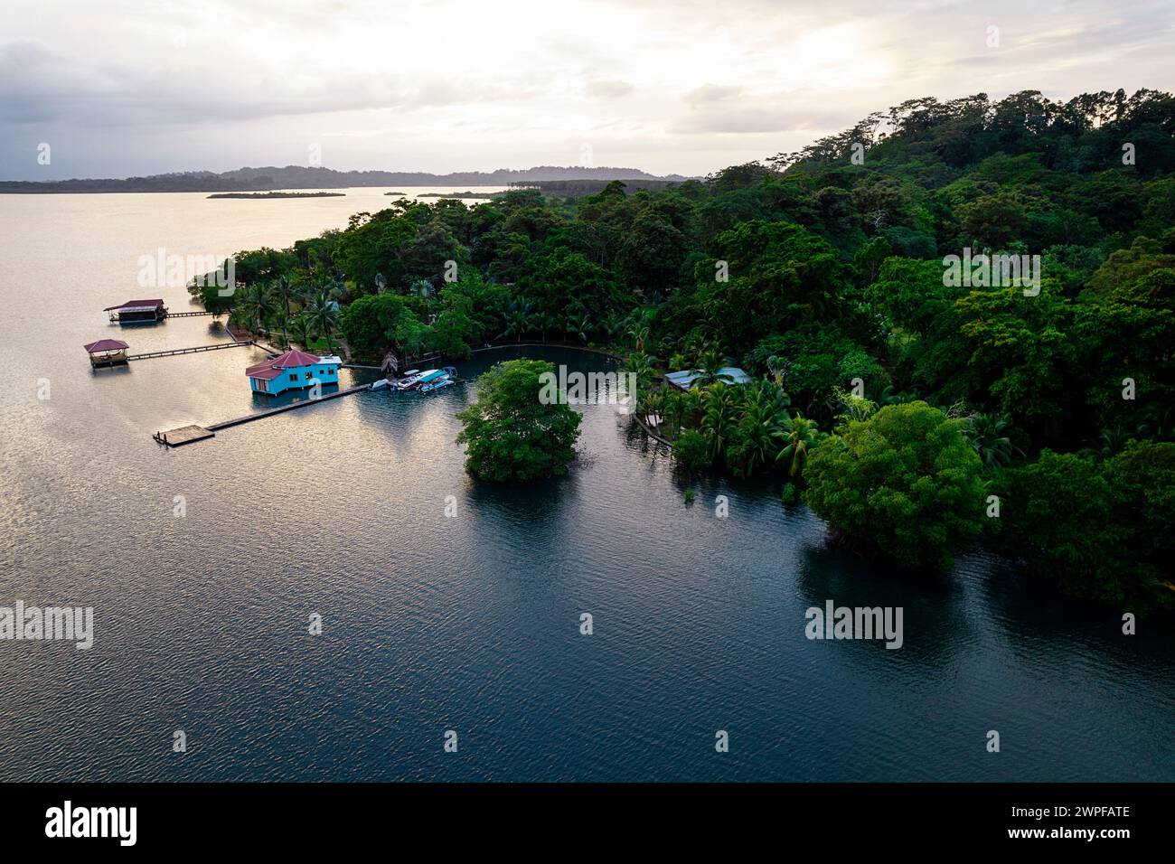 Spectacular morning aerial view of San Cristobal island in bocas del ...