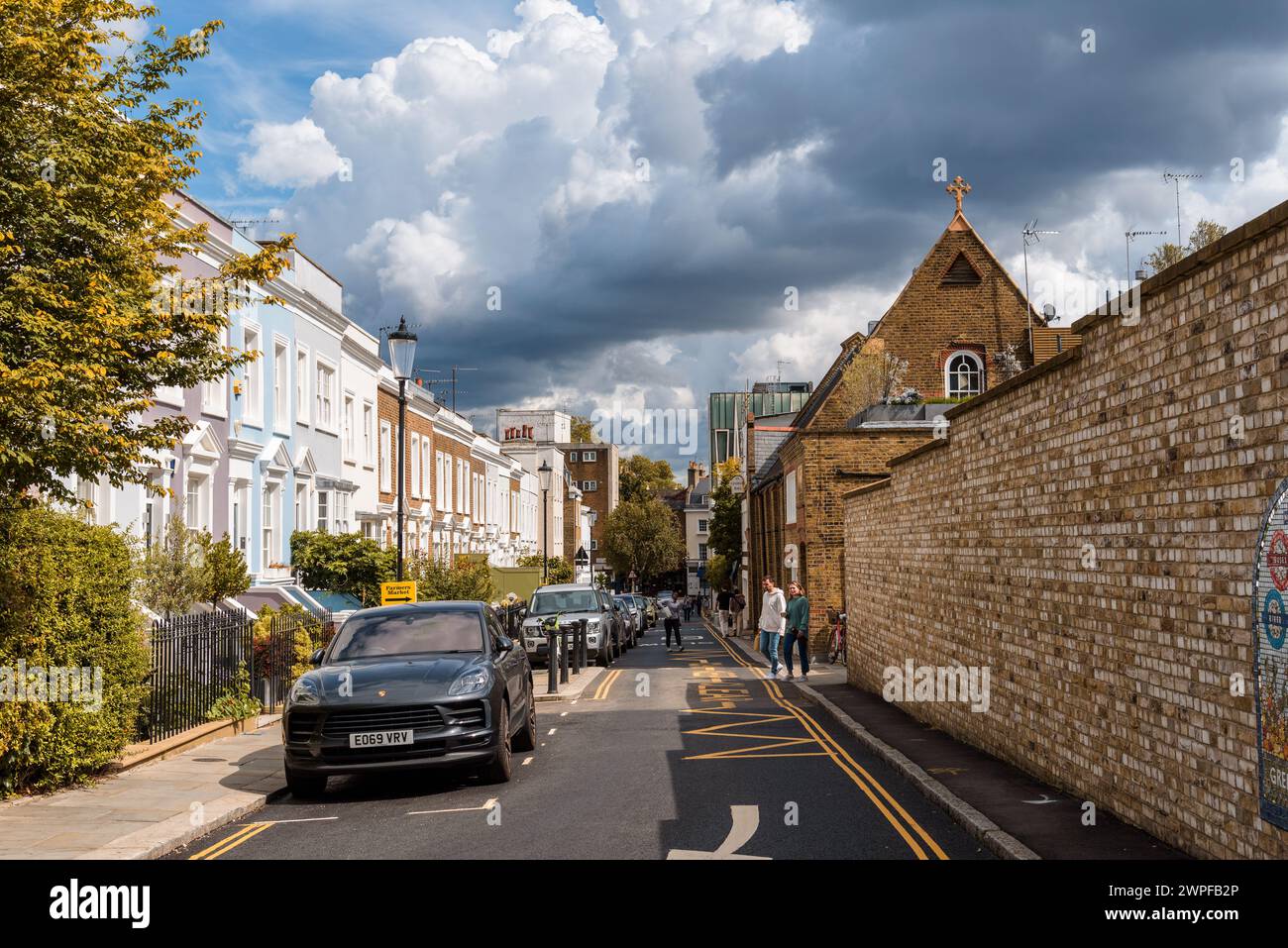 London, UK - August 26, 2023: Hillgate Village. Traditional houses Stock Photo
