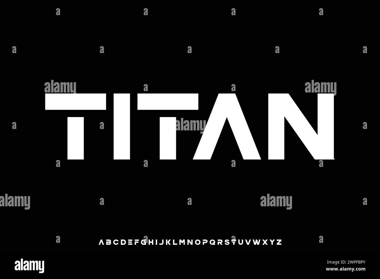 Modern bold futuristic alphabet display font vector illustration. Creative titan typeface Stock Vector