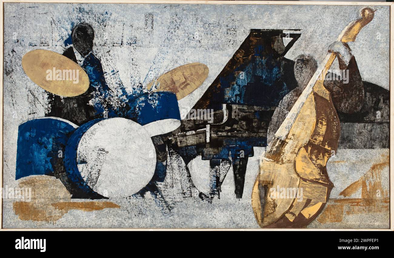 Jazz Trio II;  Ramkiewicz, Kazimierz (1914-1998); 1968 (1967-00-00-1968-00-00);Concerts, contemporary painting, musicians, genre scenes, interiors, purchase (provenance) Stock Photo