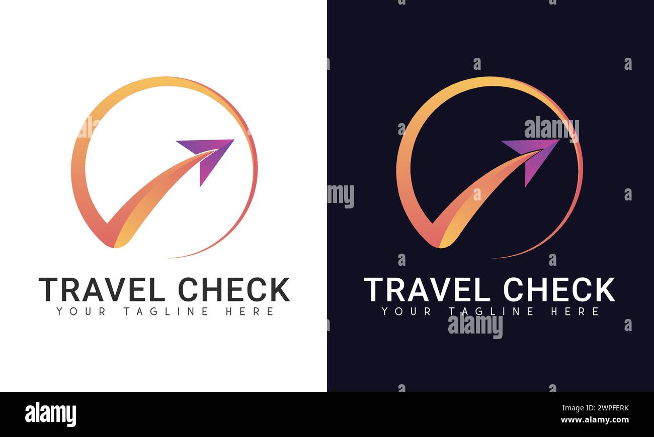 Travel Check Business Travel Logo Design Stock Vector