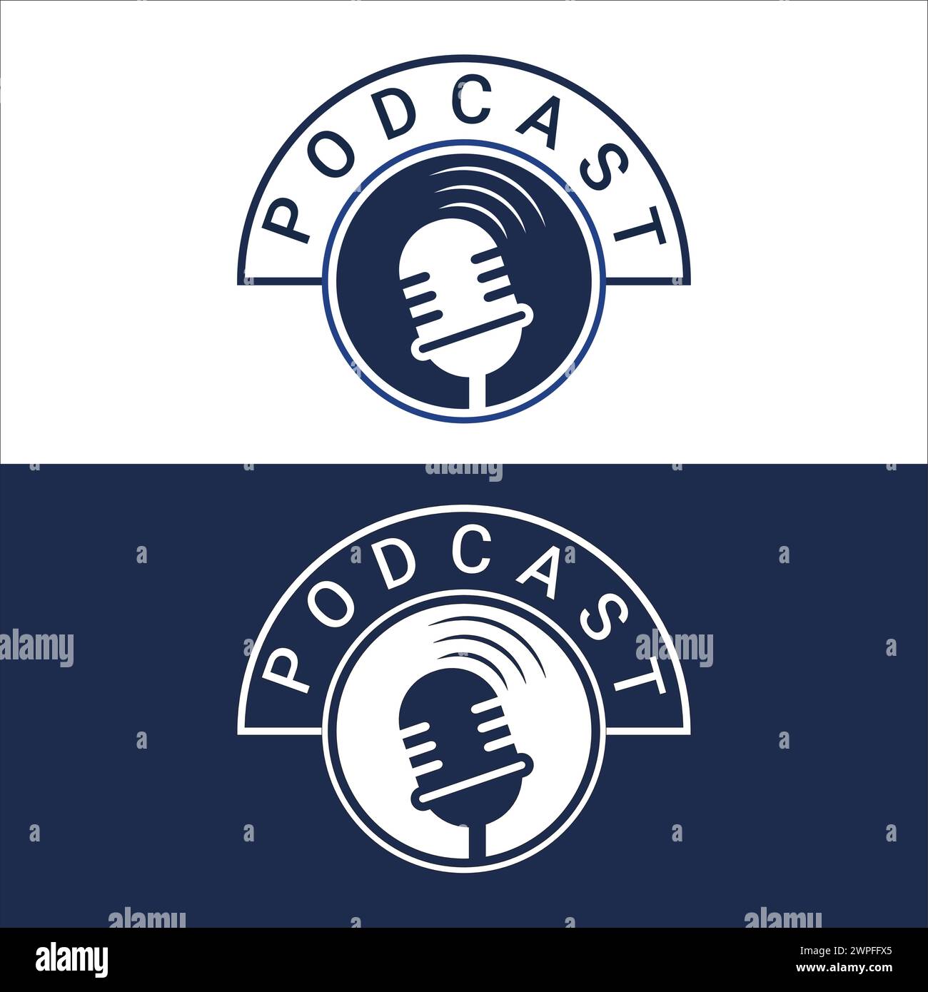 Podcast Logo Design Live Broadcast Logotype Mike Speaker Vector Stock