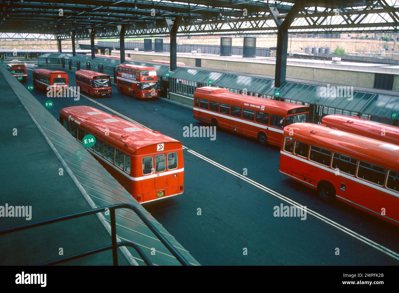 Bradford Interchange bus station (now rebuilt) in 1981, Bradford, West Yorkshire Stock Photo