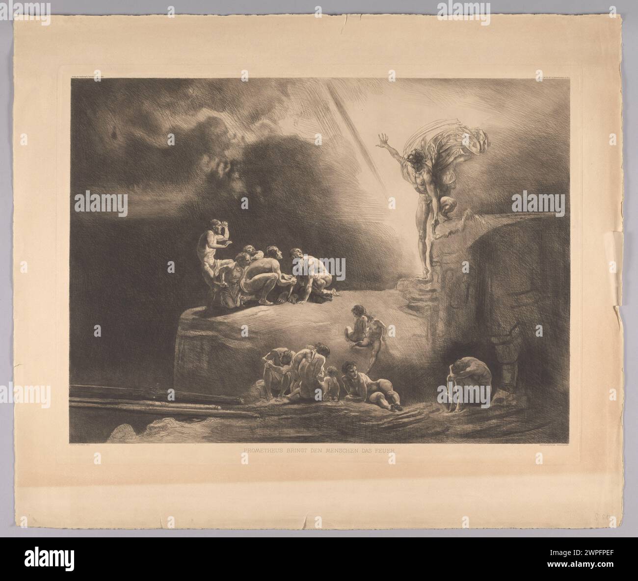 A circa 1900 depiction of Prometheus delivering fire to humanity ...
