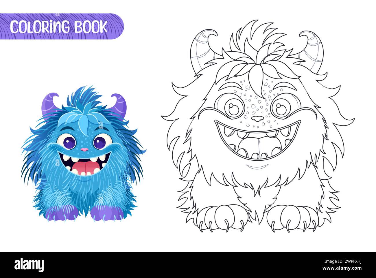 Coloring book for kids. Cute funny monster. Stock Vector