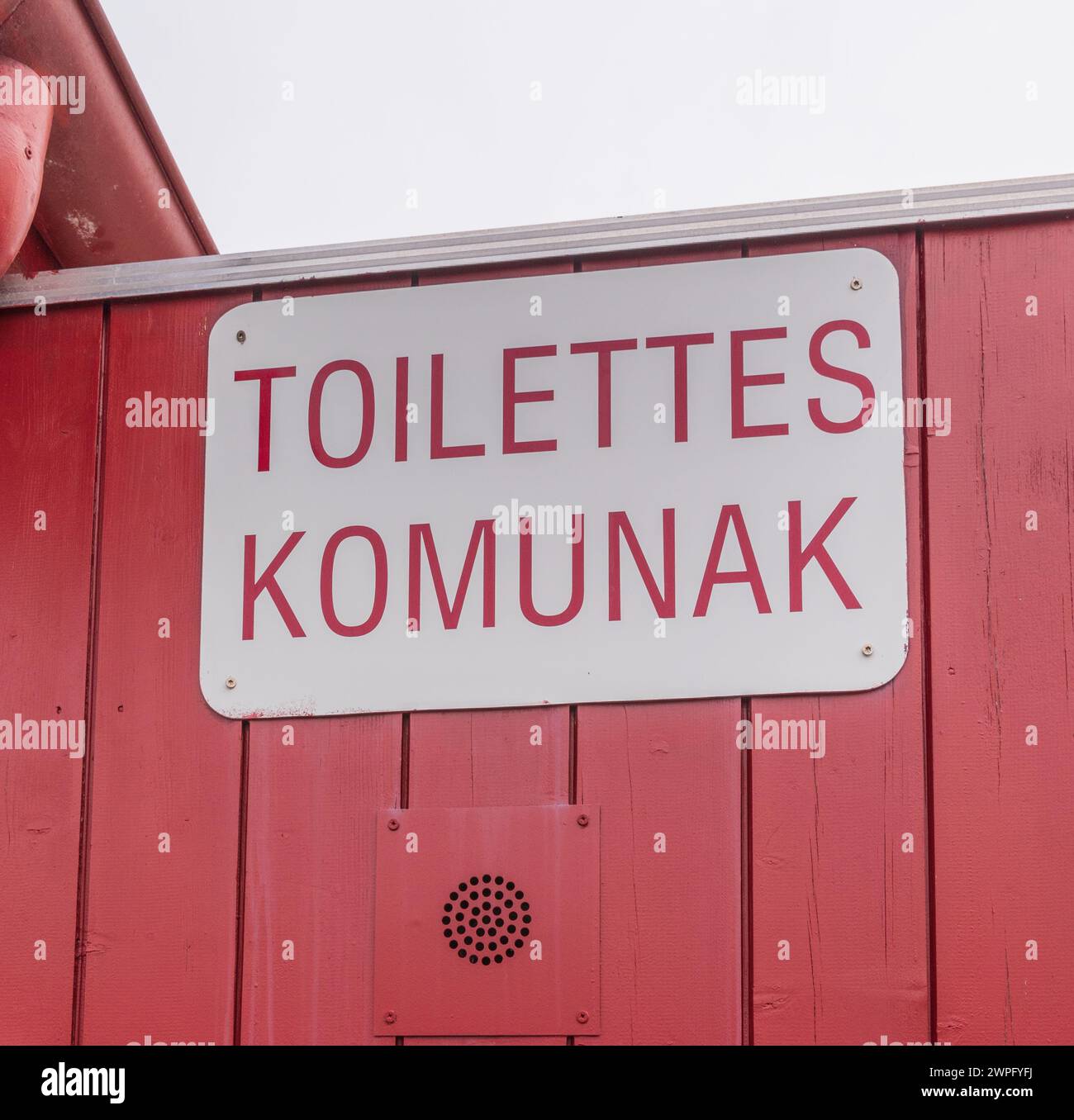 Toilets sign written in French and Basque on public toilets Stock Photo ...
