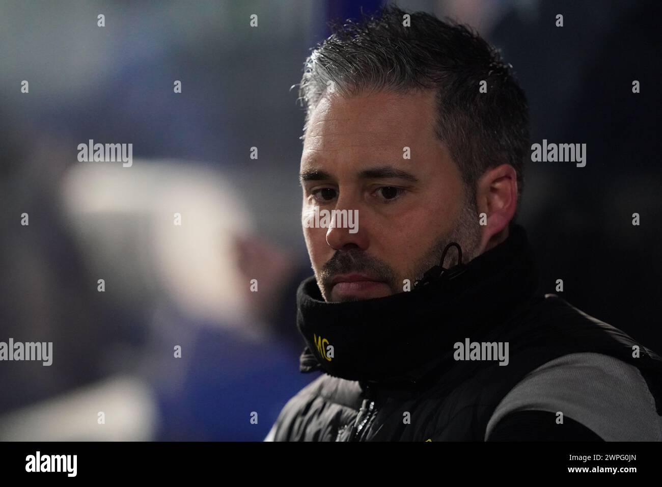 LONDON, ENGLAND - MARCH 6: Martí Cifuentes, manager of Queens Park Rangers during the Sky Bet Championship match between Queens Park Rangers and West Bromwich Albion at Loftus Road on March 6, 2024 in London, England.(Photo by Dylan Hepworth/MB Media) Stock Photo