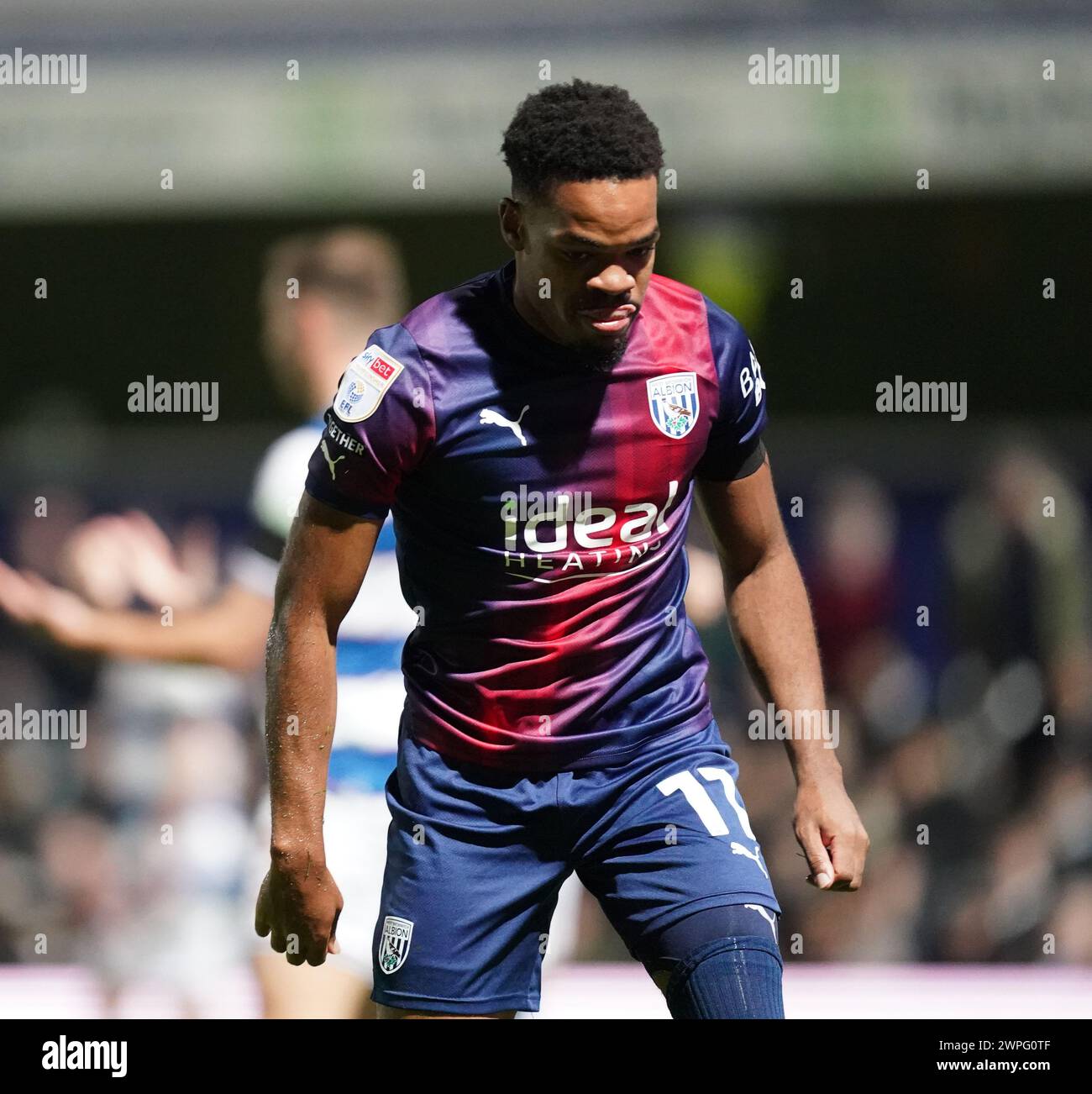 LONDON, ENGLAND - MARCH 6: Grady Diangana of West Bromwich Albion celebrating his goal to make it 1-2 during the Sky Bet Championship match between Queens Park Rangers and West Bromwich Albion at Loftus Road on March 6, 2024 in London, England.(Photo by Dylan Hepworth/MB Media) Stock Photo