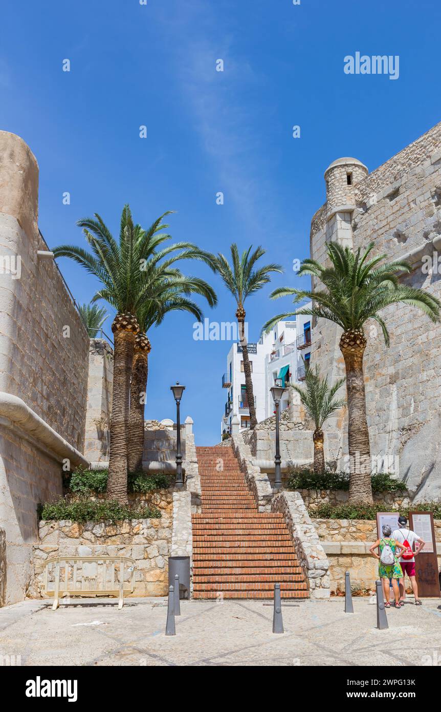 Stairs leading up to the historic town of Peniscola, Spain Stock Photo