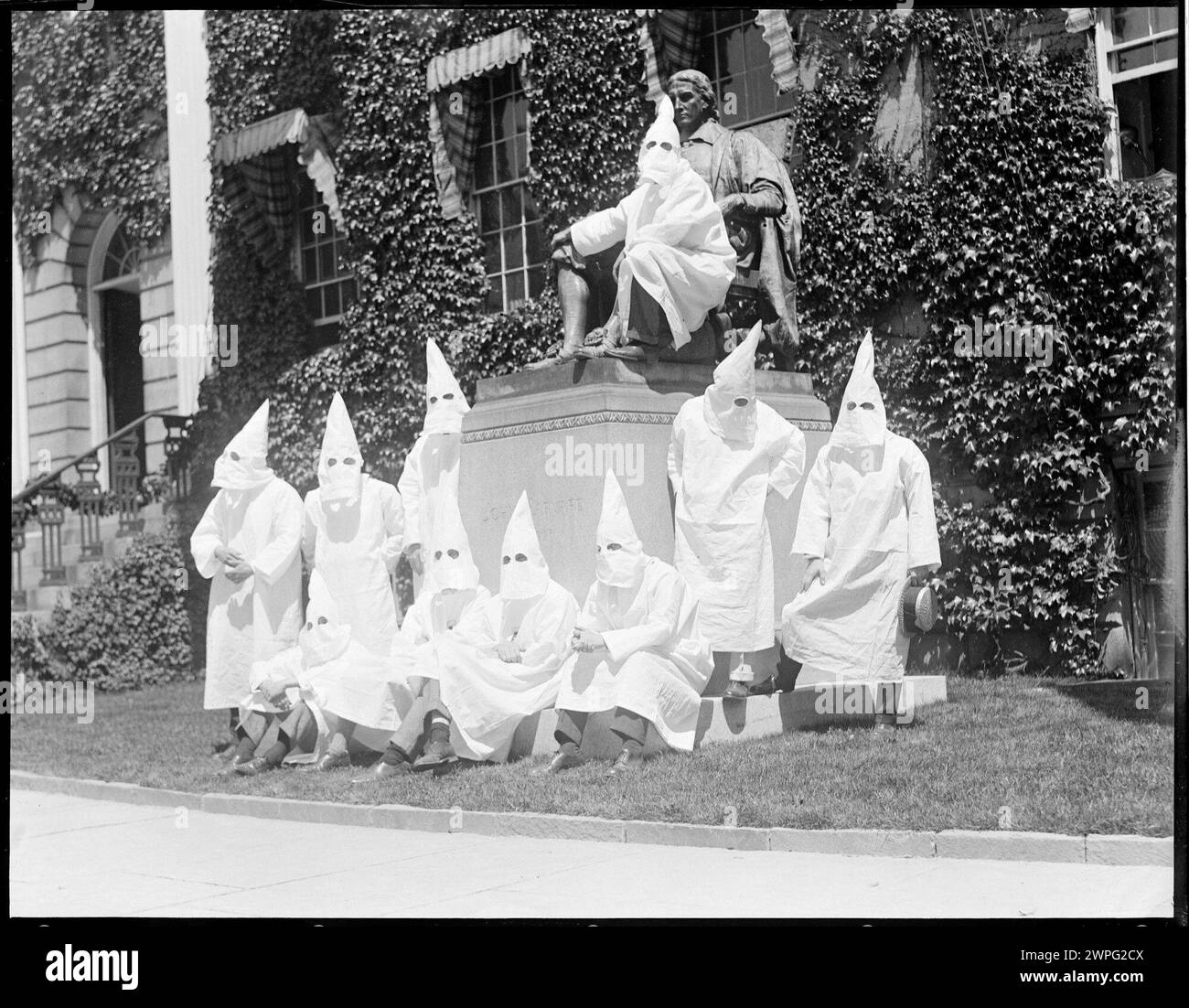 Harvard University,  Ku Klux Klan group posing in white hoods . 1924 Stock Photo