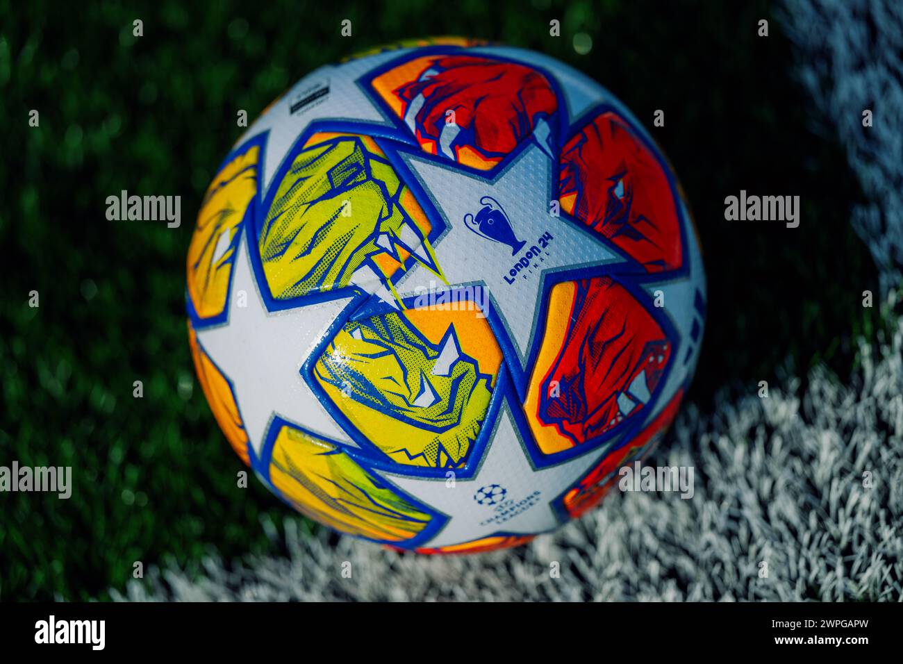Close up of Adidas UEFA Champions League Football 2024 Stock Photo