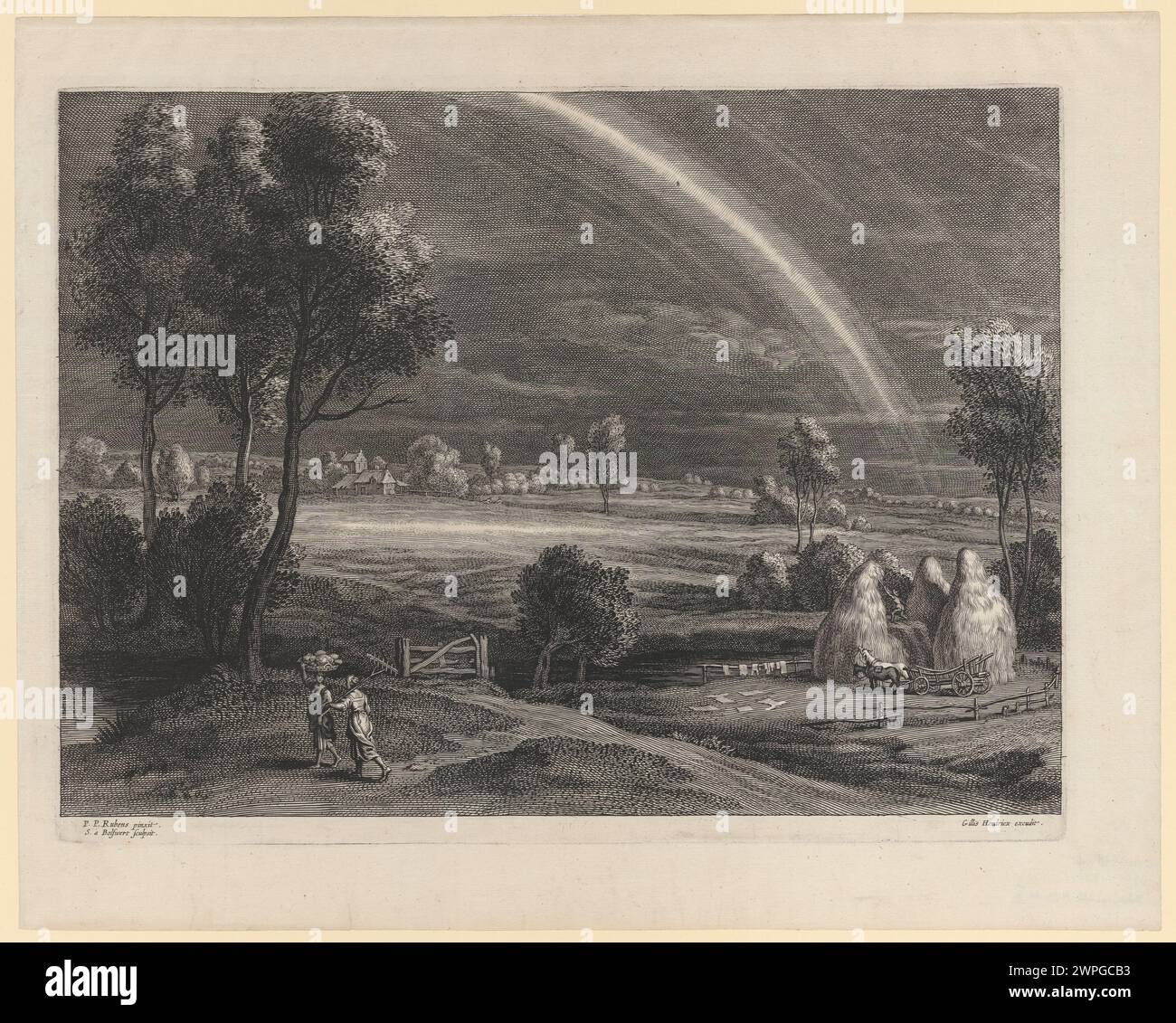 Rural landscape with t; Rubens, Peter Paul (1577-1640), Bolswert, Schelte (CA 1586-1659), Hendricx, Gillis (Fl. 1645-); around 1650 (1645-00-00-1655-00-00); Stock Photo