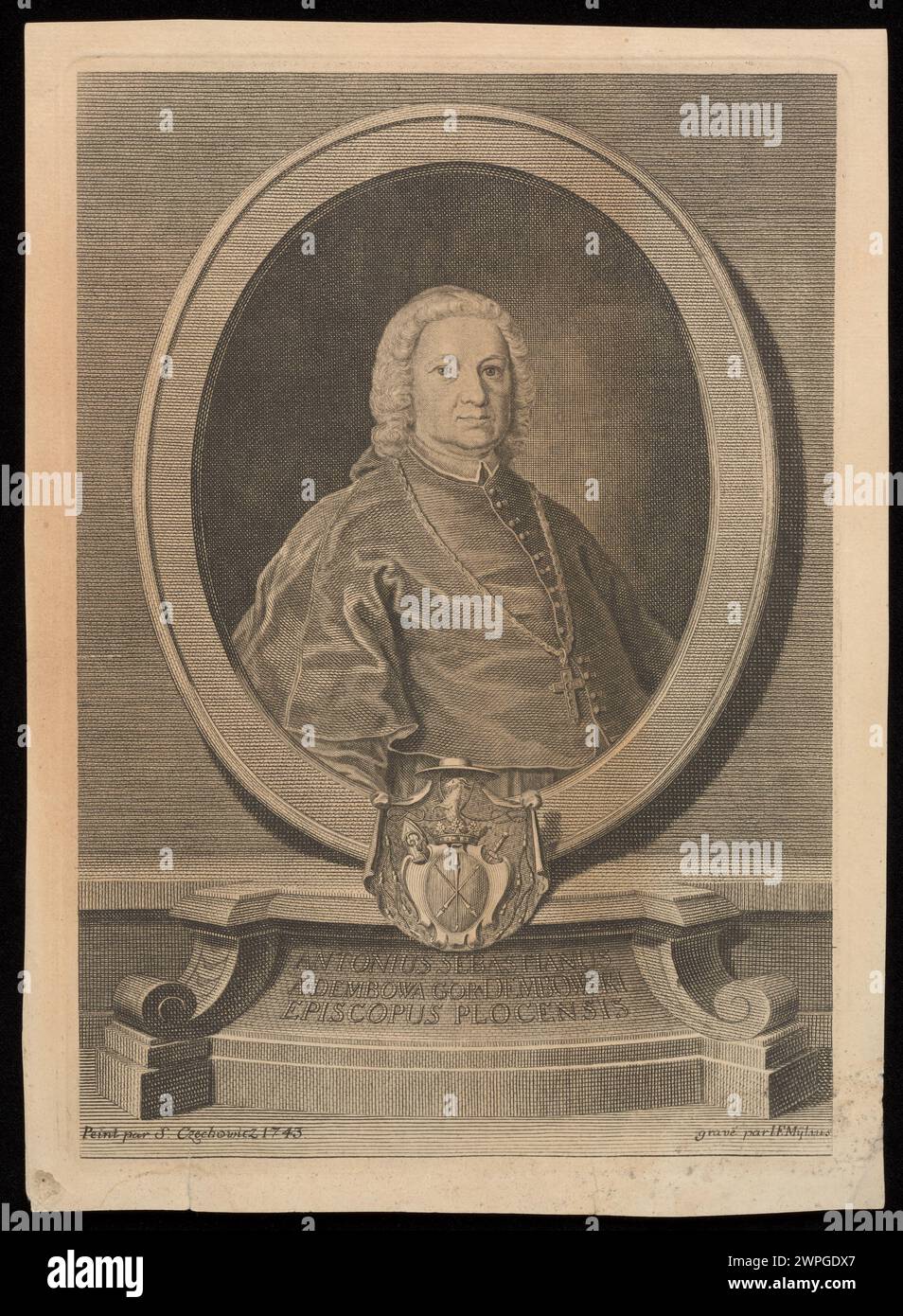 Portrait of Antonigoi Sebastian Dembowski, bishop of Płock and Kujawski; Mylaus, Jan Fryderyk (Fl. 1729-1750), Czechowicz, Szymon (1689-1775); 1743-1750 (1743-00-00-1750-00-00); Stock Photo