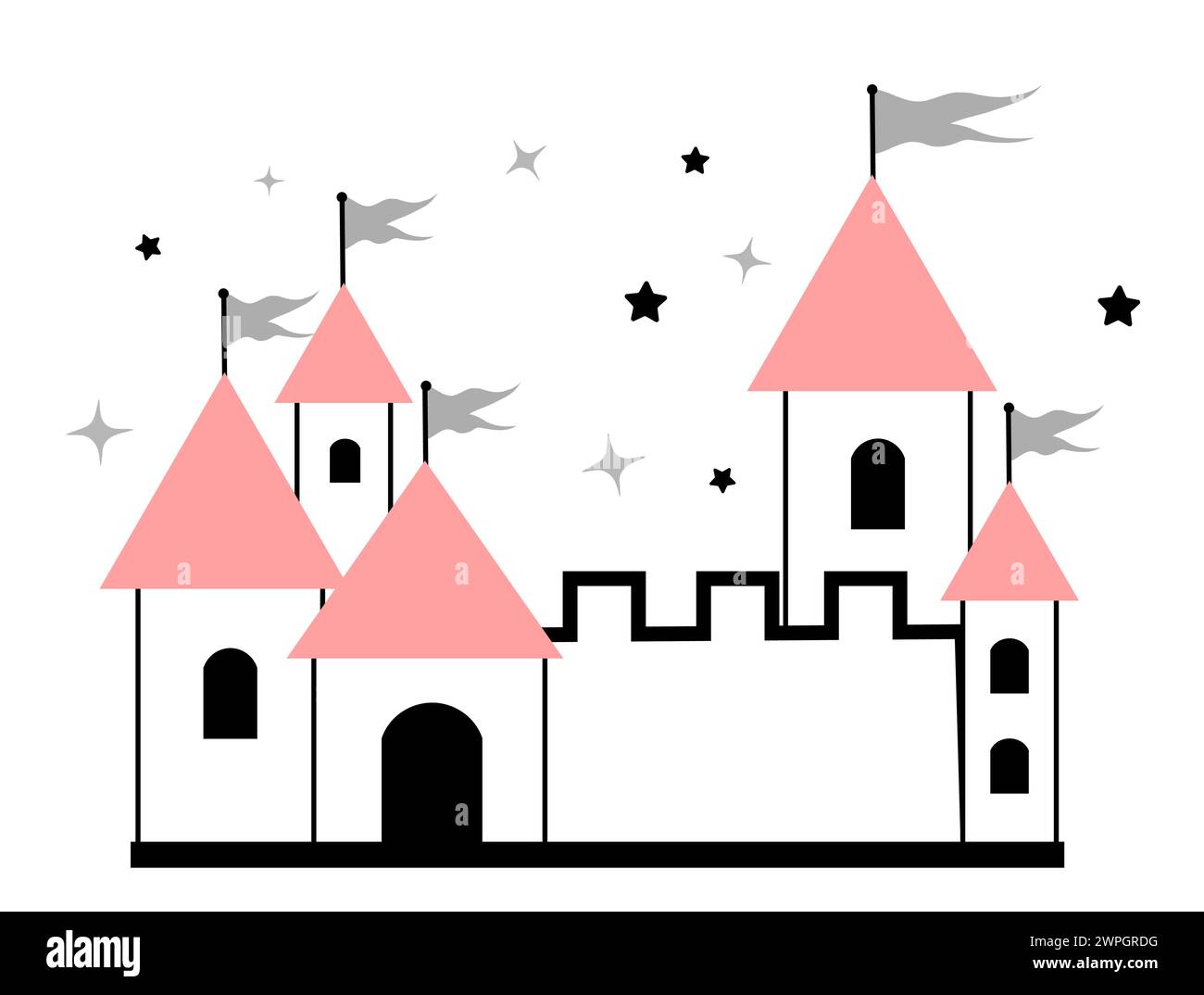 Castle on a white background. Doodle Stock Vector