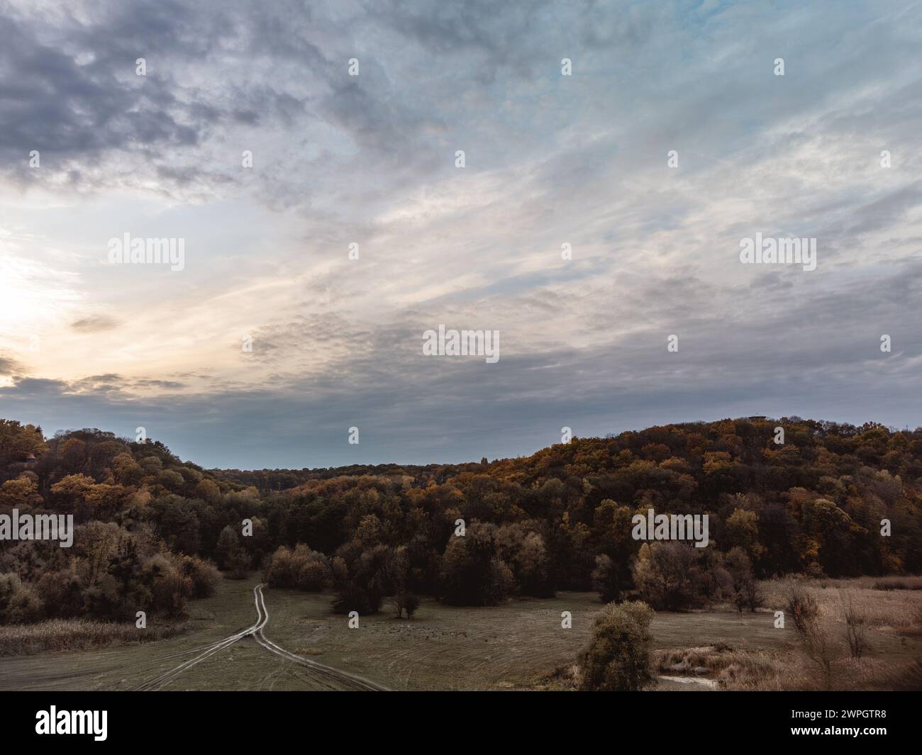 Aerial flight above dirt road hi-res stock photography and images - Alamy
