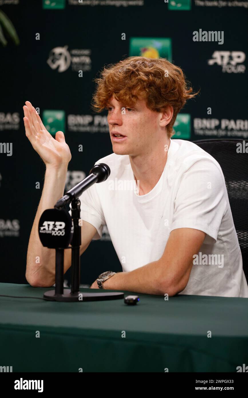 March 6, 2024, Indian Wells, California, USA Jannik Sinner speaks